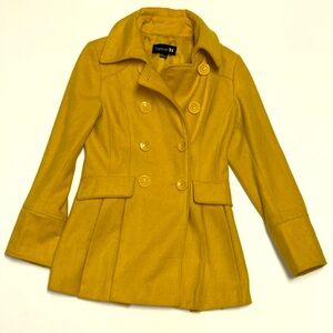 Forever 21 Golden Yellow Pea Coat Women's Size Small